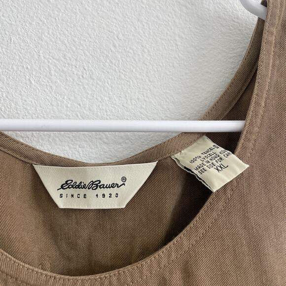 Vintage 90s Eddie Bauer Dress Women XXL Brown Tencel Maxi Cottage Cabincore Soft - Picture 7 of 7